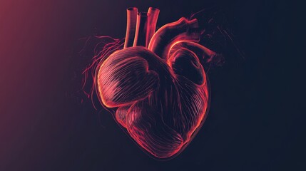Human heart with red pulse lines. Health and cardiology concept