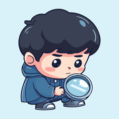 Boy With Magnifying Glass Vectors illustration
