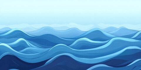 A blue ocean with waves crashing against the shore. The water is calm and peaceful, with no signs of any activity. The sky is clear and blue, with no clouds in sight. The scene is serene and tranquil