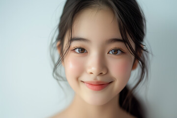 Fototapeta premium Beautiful young female with perfect skin. Natural beauty, cosmetics, skin care concept. Copy space