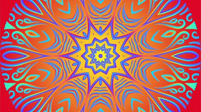 caleidoscope classic gradient circle flower art pattern of traditional tenun batik ethnic dayak ornament for animation ads	