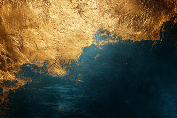 Abstract Gold and Deep Blue Textured Metallic Background