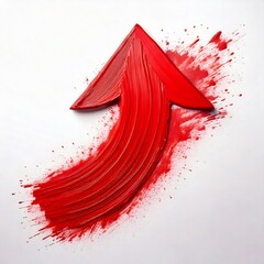 Red paint stroke arrow pointing upwards symbolizing growth
