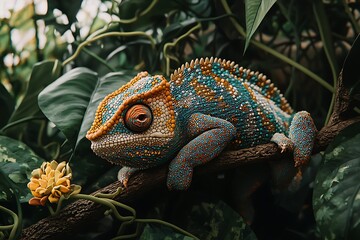 chameleon on a tree branch
