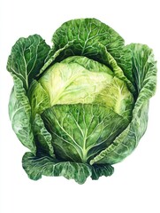 Obraz premium Cabbage Head on White Background