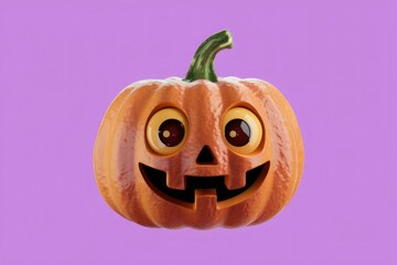 Fototapeta premium A cute cartoon jack-o'-lantern with a big smile, perfect for Halloween.
