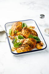 Roasted chicken with lemon and garlic