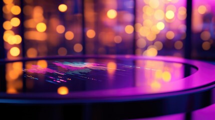 Fototapeta premium Interactive Data Visualization on a Sleek, Illuminated Tabletop Display