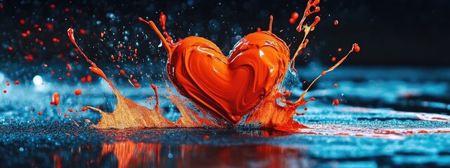 hearts splash pastel paint. Selective focus.