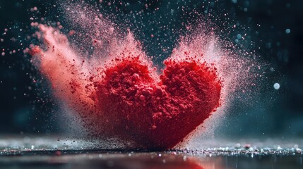 hearts splash pastel paint. Selective focus.