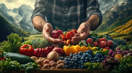 Fruit and vegetable stall at the market. Selective focus.