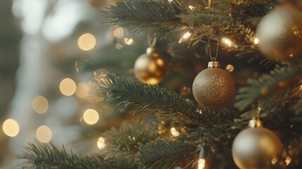 Christmas Tree Ornaments Close Up