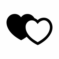 Two Interlocked Hearts, Love icon, Outline silhouette, vector illustration