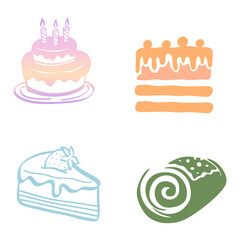 appetizing dessert and birthday cake logos