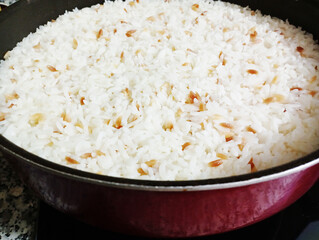 Traditional Turkish food; Roasted meat on rice (Turkish name; roasted meat on rice, sacrificial...