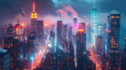 Nightfall in Manhattan: A Cityscape of Dreams