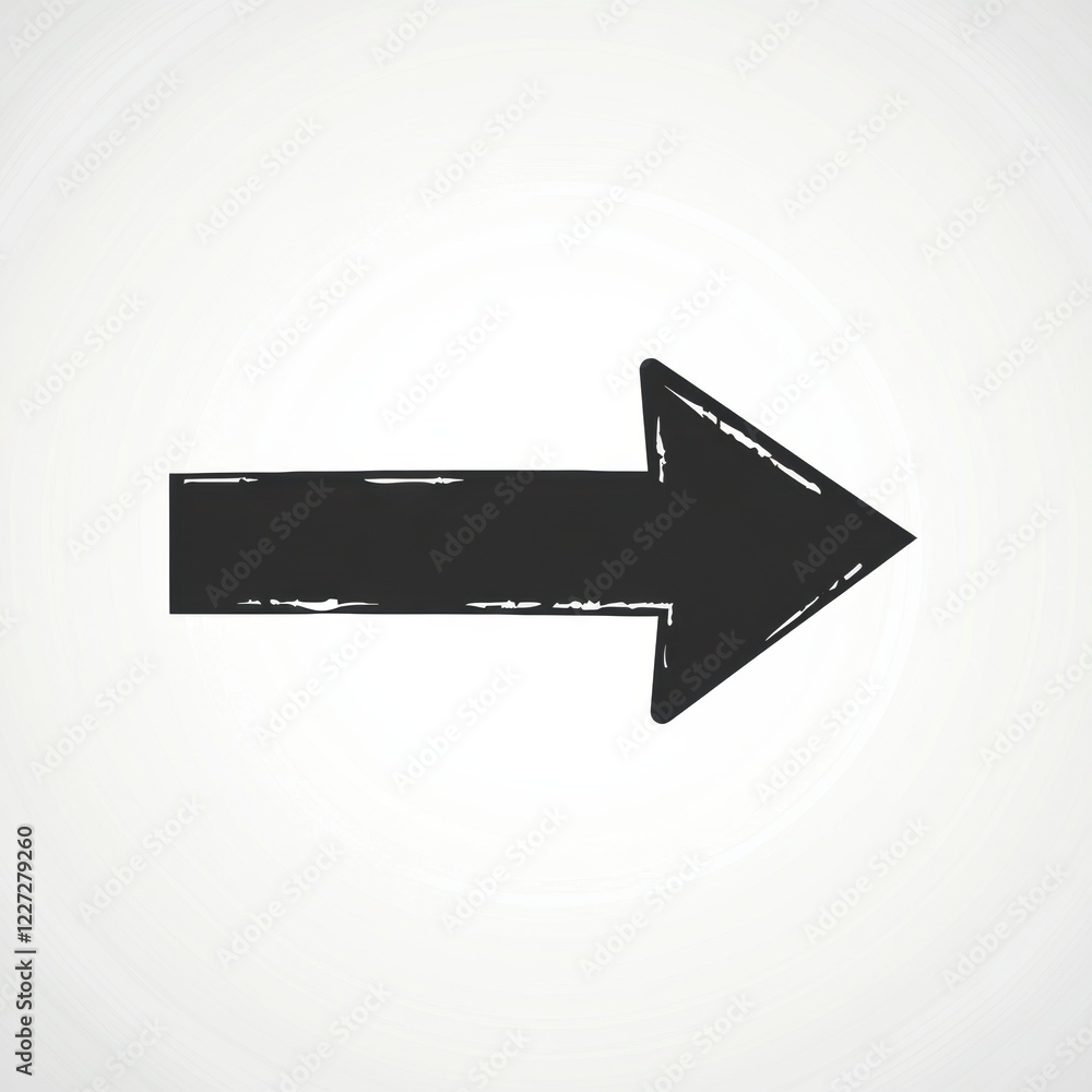 Poster Black arrow pointing right on a light background for directional guidance or navigation purposes in design elements. Generative AI