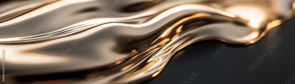 Poster golden liquid moves fluidly across the surface, forming smooth waves and reflections. the rich tones