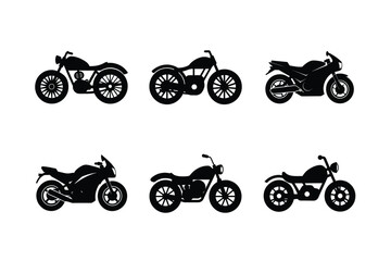 Obraz premium Old motorcycle silhouette isolated on white background