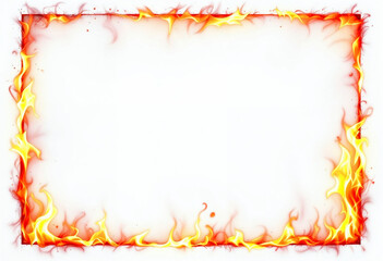 burning fire frame border with empty center isolated on white or transparent png