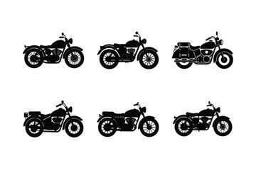 Vintage retro motorcycle silhouette on white isolated background