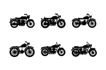 Obraz premium Old retro motorcycle silhouette isolated on white background