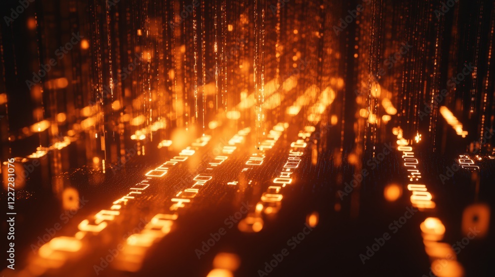 Wall mural the image is a close up of a series of glowing numbers and letters