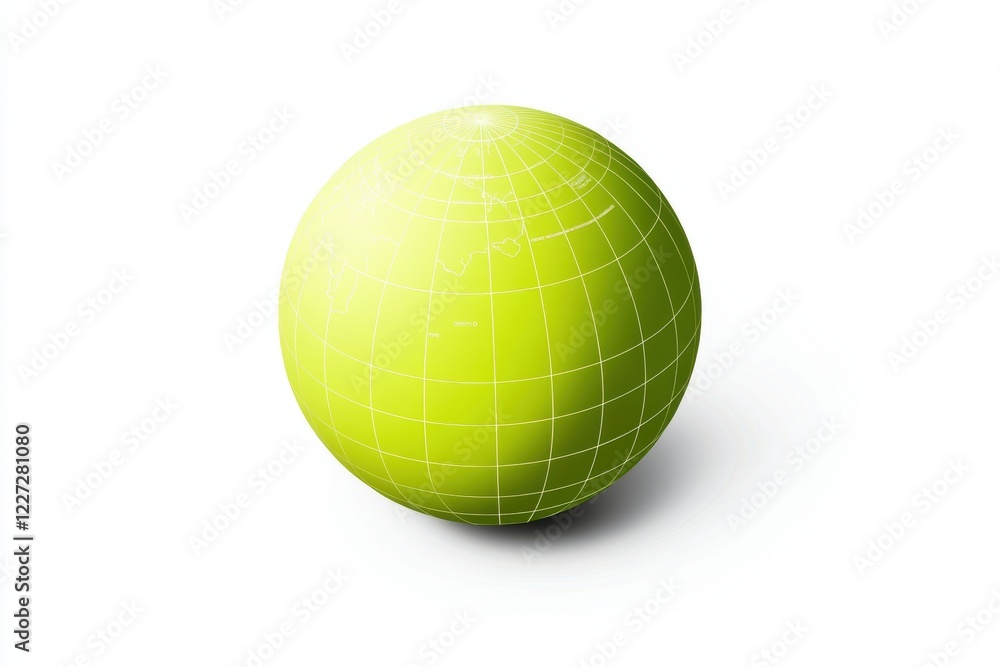 Poster bright green globe with grid pattern featuring simple and minimalistic design. generative ai