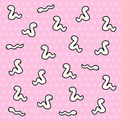 シンプルな緑ヘビキャラのにょろにょろ正方形型模様