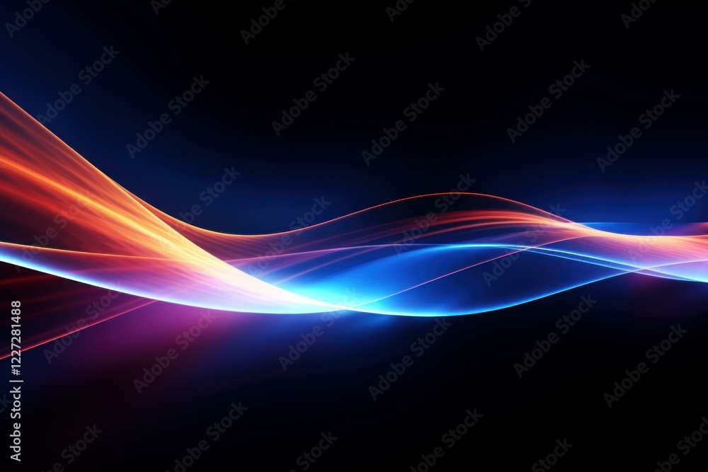 Poster intertwined light trails creating a vibrant and dynamic abstract composition against a dark backdrop