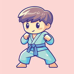 A cute cartoon Karate fight training vector illustration