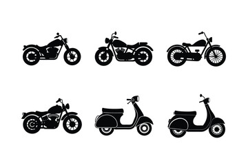 Obraz premium Retro vintage motorcycle silhouette isolated on white background