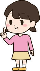 人差し指を立ててポイントのポーズをする女の子