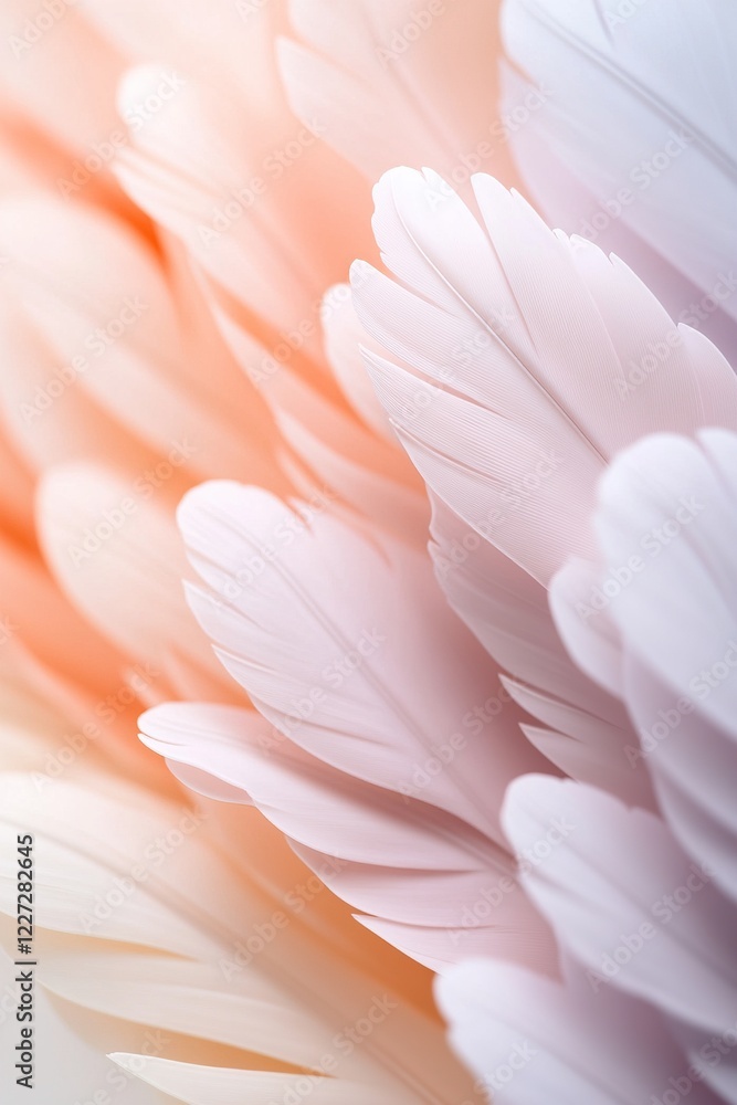 Aufkleber soft pastel colors blend to form abstract feather-like shapes, creating an ethereal atmosphere that 