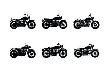 Obraz premium Old retro motorcycle silhouette on white isolated background