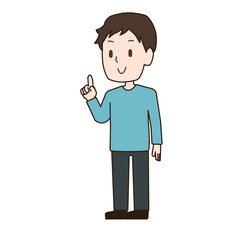 人差し指を立ててポイントのポーズをする男性