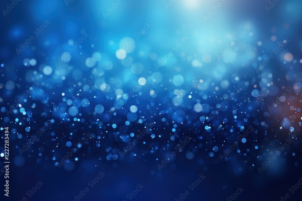 Poster abstract blue bokeh background with glowing particles creating festive atmosphere