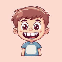 A cute boy smiles joyfully vector illustration
