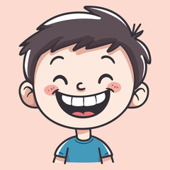 A cute boy smiles joyfully vector illustration