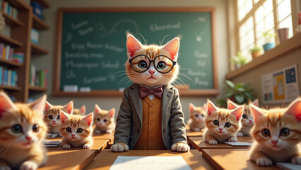 The charming world of kitten teachers, an imaginative take on animal education.
