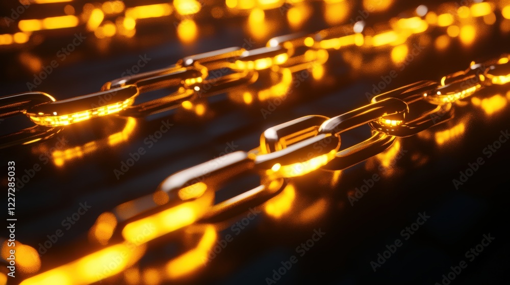 Canvas Prints a chain of gold links is shown in a close up
