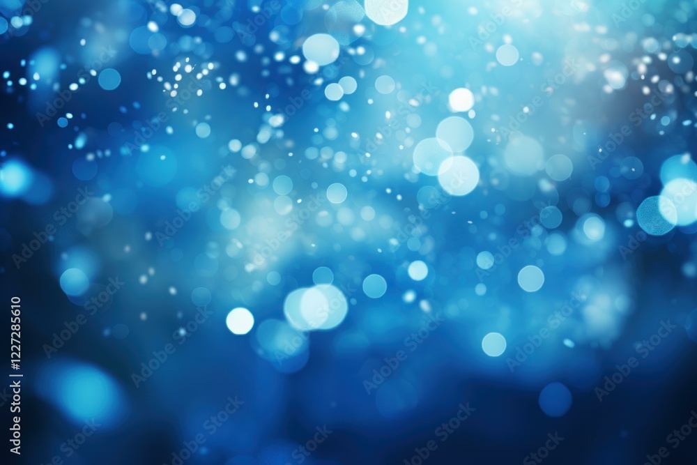 Poster abstract blue bokeh background with glowing particles creating festive winter atmosphere