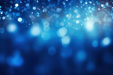 Blurred lights creating a festive and magical bokeh effect against a deep blue backdrop