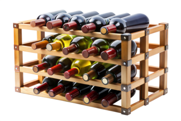 Wooden Wine Rack with Bottles