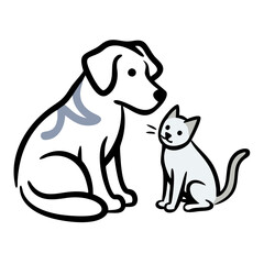 Obraz premium Simple dog and cat icon illustration on a transparent background