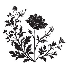Elegant Various Black Flower Silhouette Illustration