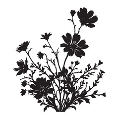 Elegant Various Black Flower Silhouette Illustration