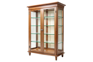 Wooden Display Cabinet with Glass Shelves