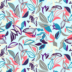 summer new look leaf print red and teal color digital print