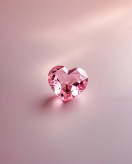 Exquisite Heart Shaped Pink Diamond Crystal on Light Pink Surface wallpaper aesthetic for romantic post inspiration